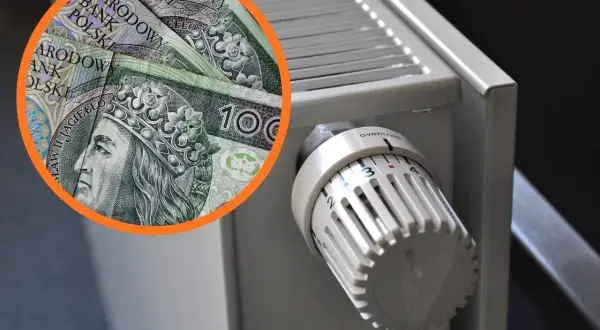 Polskie banknoty i termostat grzejnikowy. Bon energetyczny dla kogo? Dla każdego, kto ogrzewa dom.