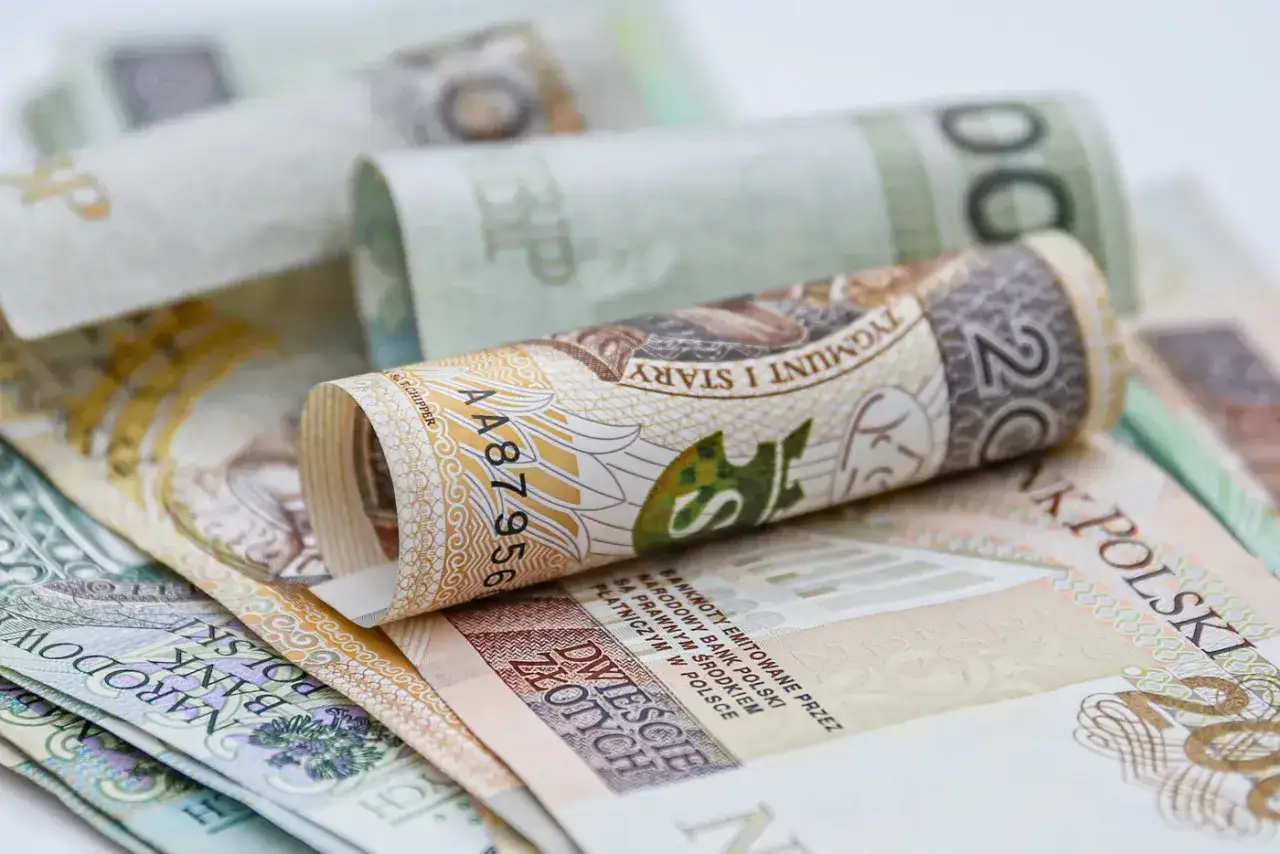 Zrolowane banknoty polskie, w tym 20 zł z wizerunkiem Zygmunta I Starego. Czy to przyszła emerytura prezydencka?
